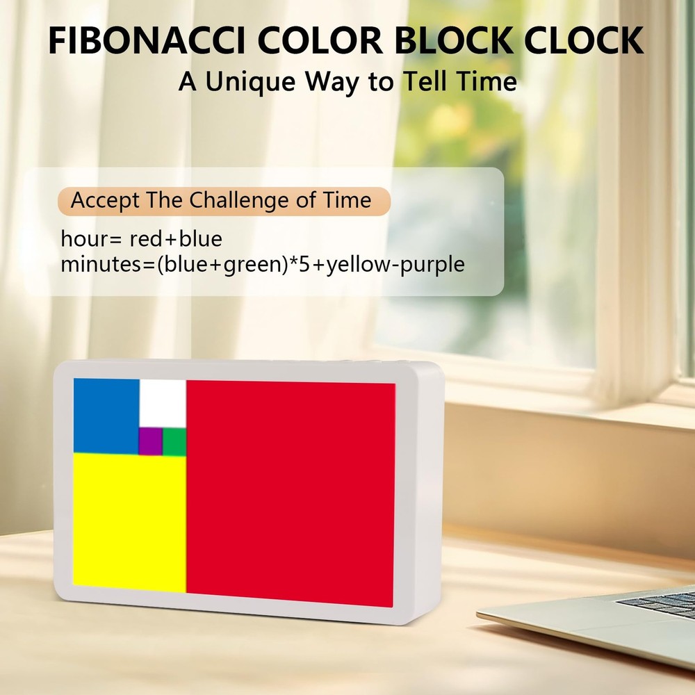 Fibonacci Clock Homeschool Mathematical Timepiece: Table Clock with Dynamic C...
