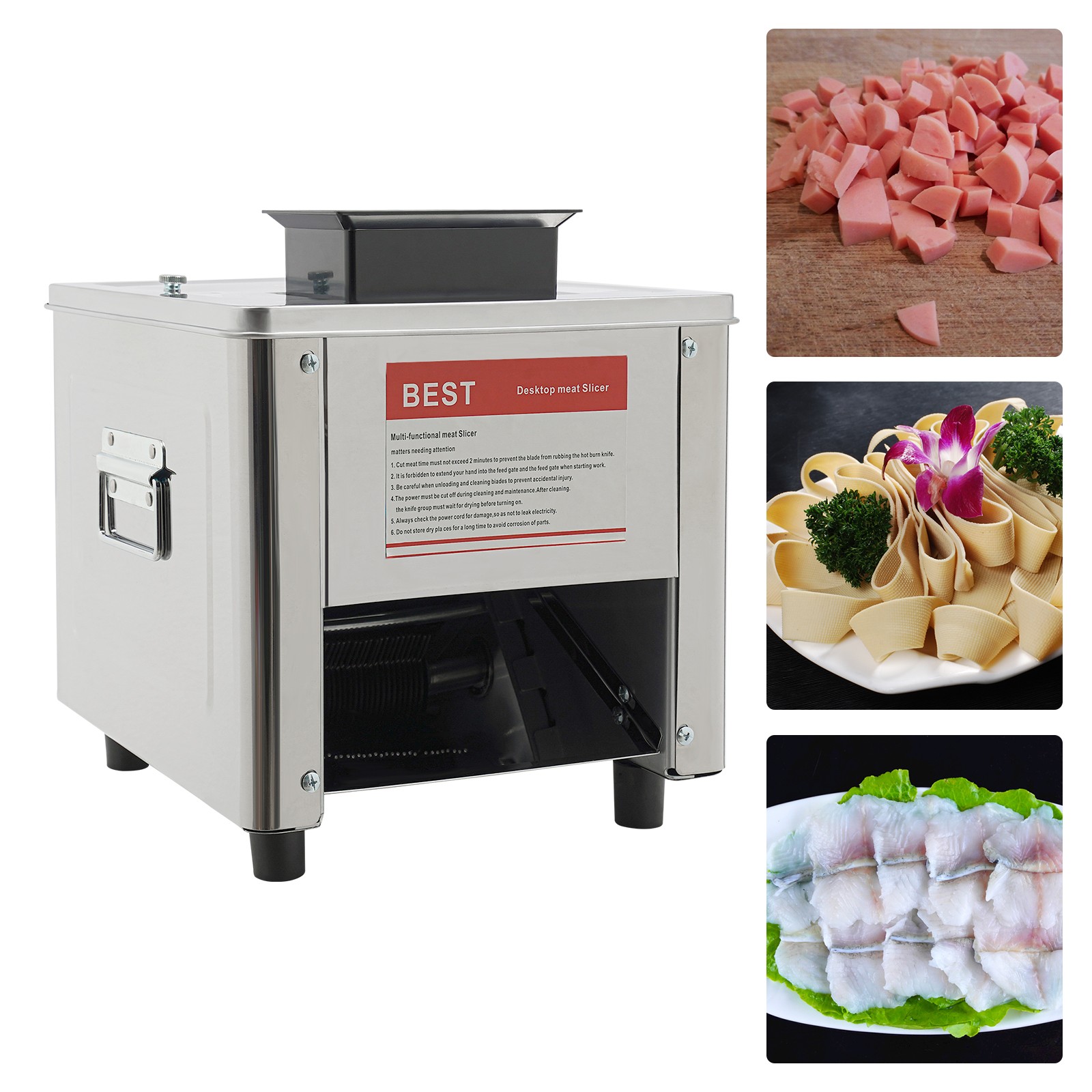 Meat Cutting Machine 150Kg/H Electric Meat Cutter Slicer 10mm Blade 850W 110V