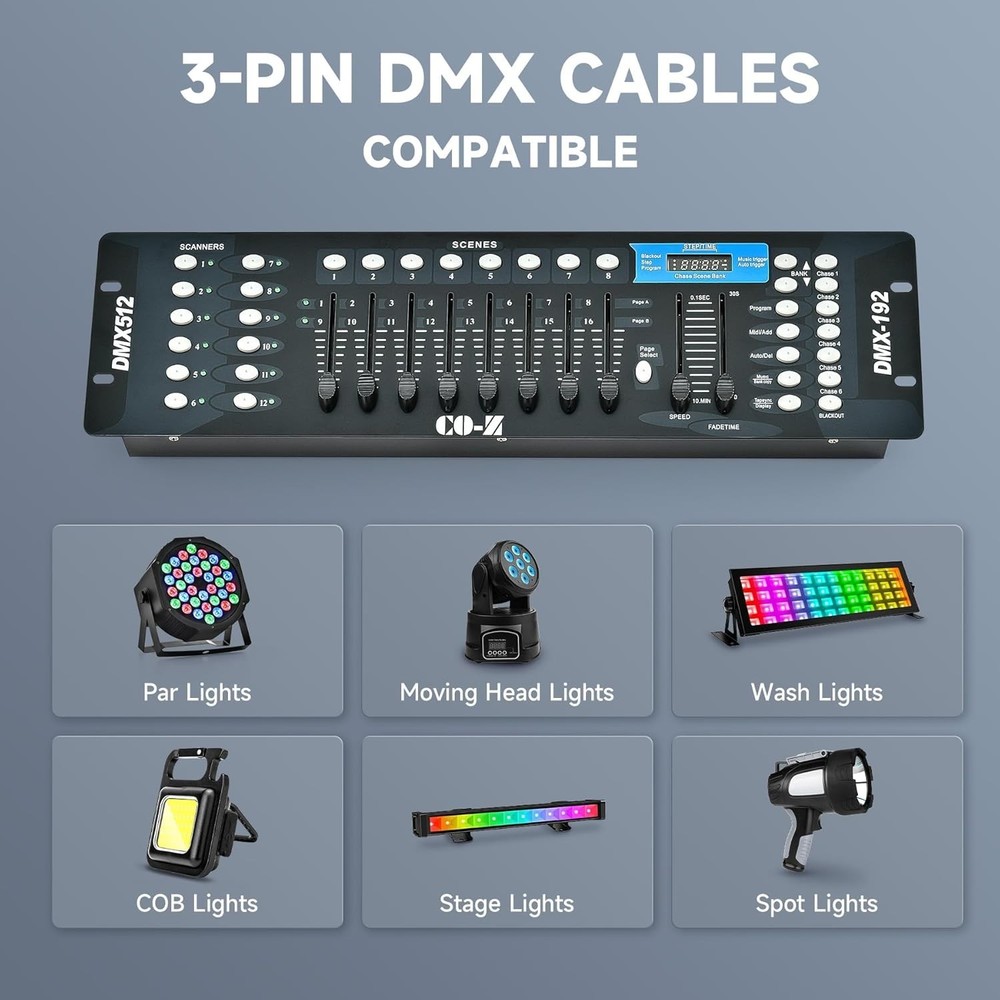 192 Channel DMX 512 Lighting Controller for DJs & Event Planners - Voice Control