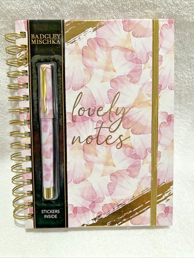 Badgley Mischka "Lovely Notes" Journal Notebook Set with Matching Pen & Stickers