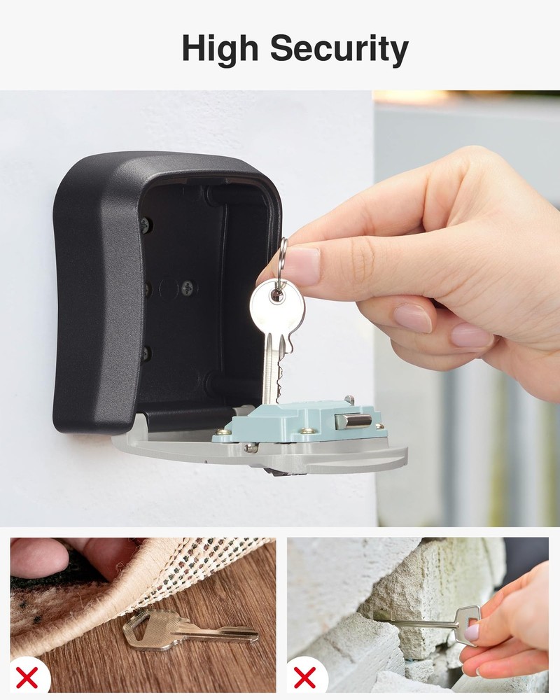 Key Lock Box Combination Lockbox Wall-Mounted Key Storage Box for House Keys,...