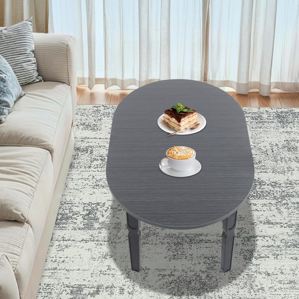 Coffee Table -80x48x36cm- Black Brushed Tabletop Folding Table For Small Place.