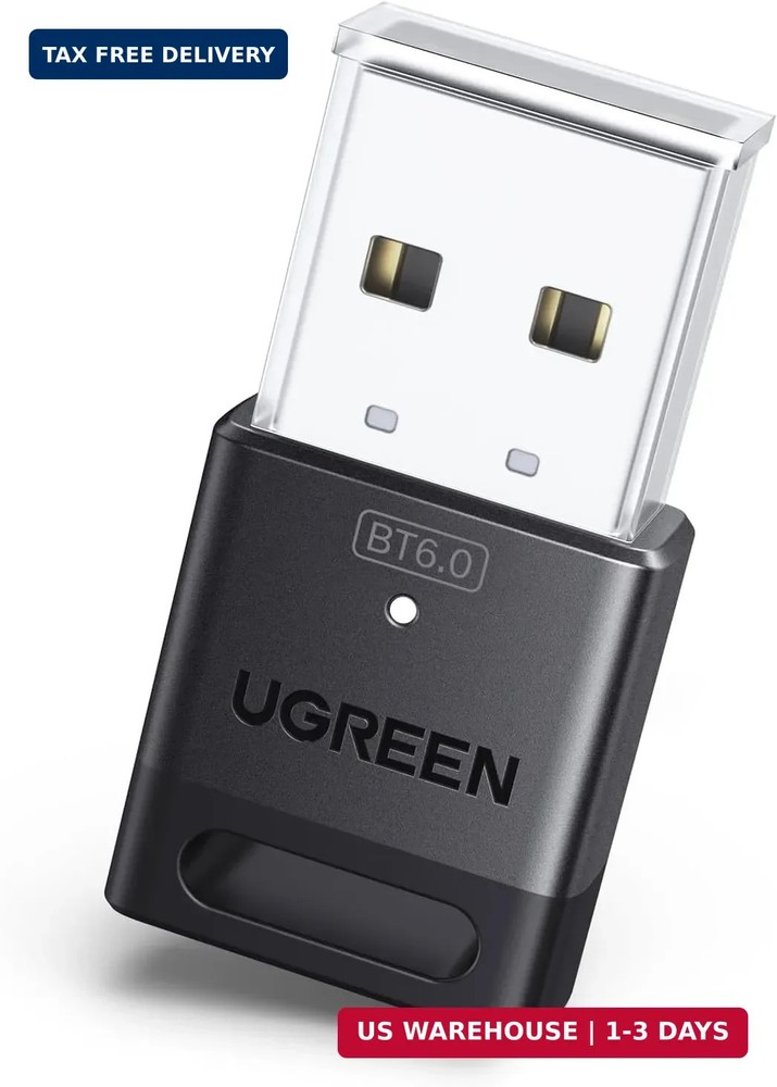 UGREEN USB Bluetooth Adapter for PC, Bluetooth 6.0 Dongle Receiver EDR & BLE, Pl