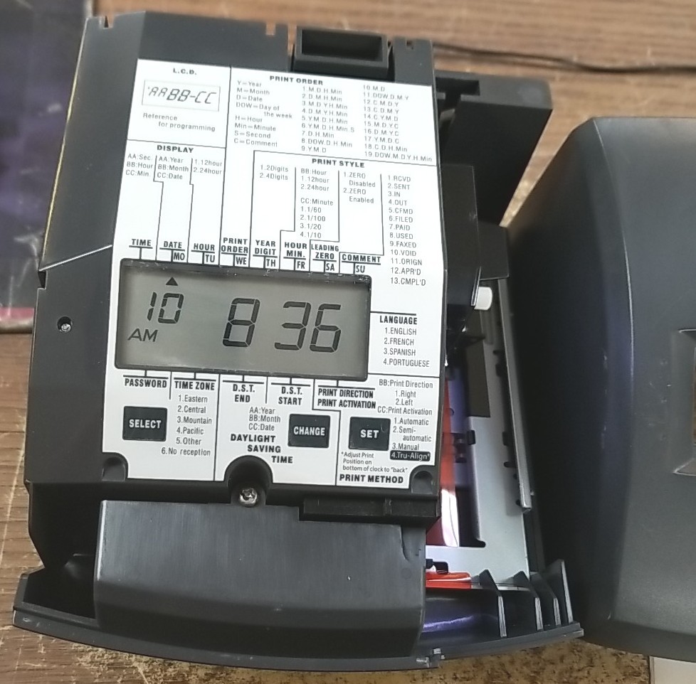 Lathem 1600E True-Align Stamp Work Time Clock with AC Adapter (No Key)