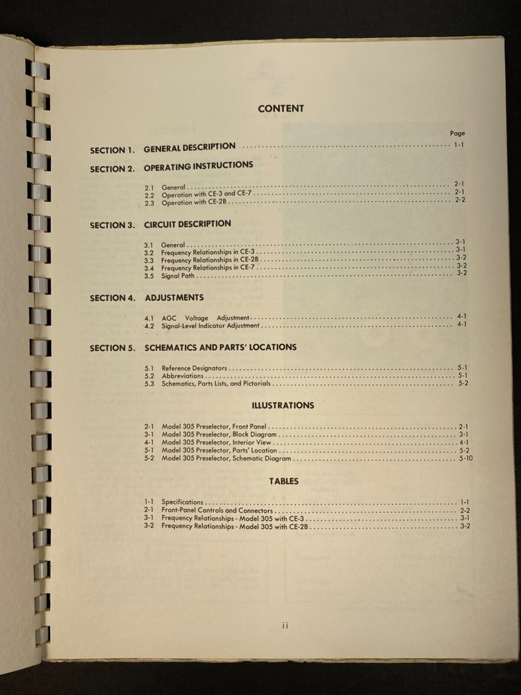 CUSHMAN 305 PRESELECTOR for CE-3 & CE-7 Communications Monitors MANUAL