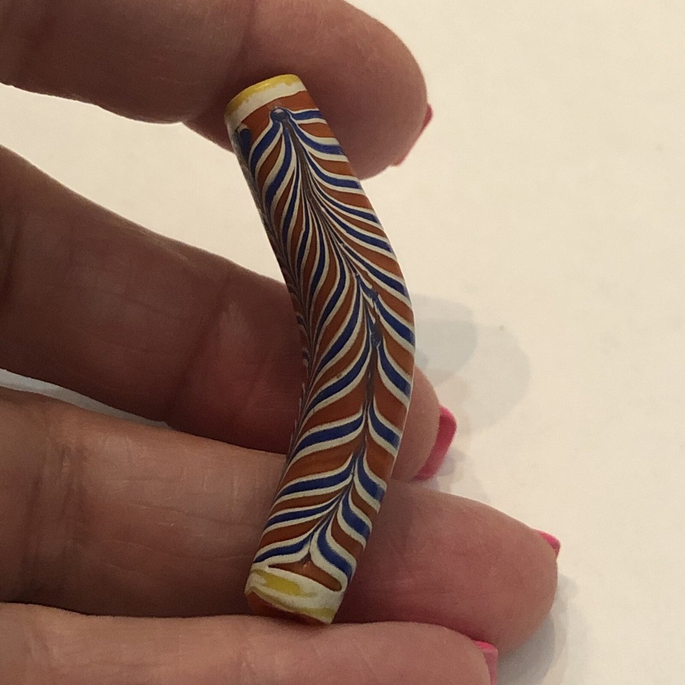 Handmade Art Glass "Horn Shape Feather" Pendant Bead