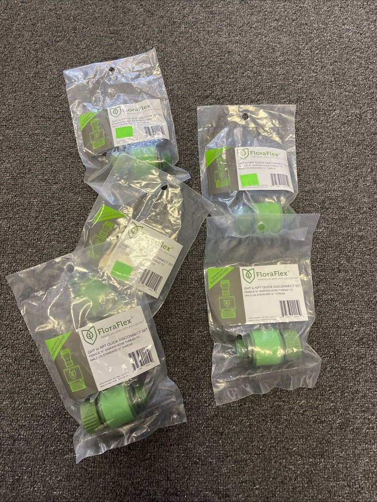 FloraFlex™ GHT to NPT Quick Disconnect Set.   Quantity 5.