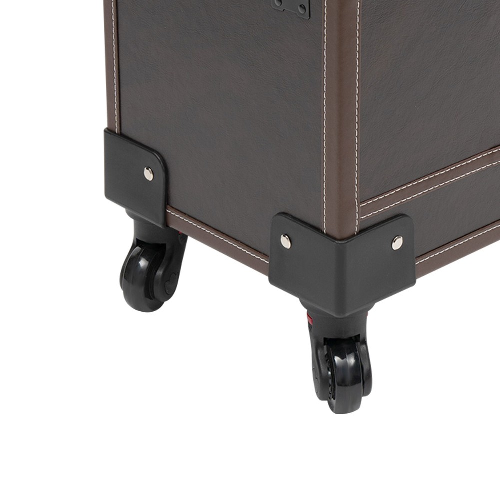 Rectangular Rolling Makeup Train Case Trolley Cosmetic Organizer Box with Mirror