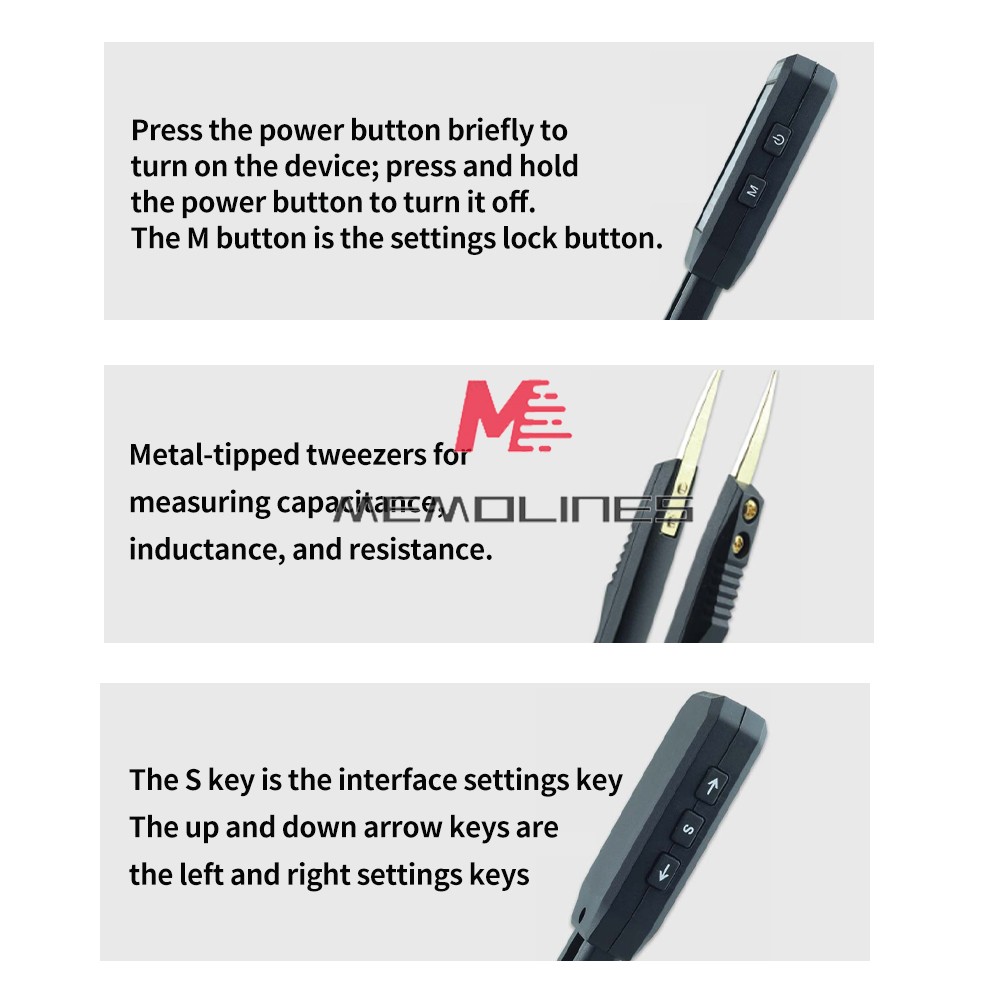 Digital Smart Bridge Tweezer LCR SMD ESR Tester Ohm Capacitance Test Multimeter