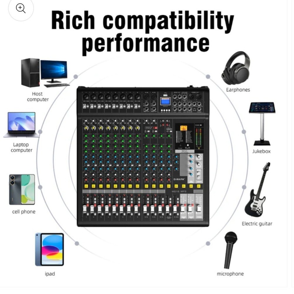 G-Mark MG16 MP3 Professional Audio Mixer Consule