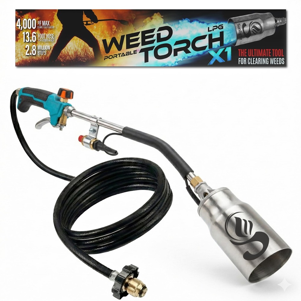 Sunlight® Propane Torch Weed Burner with 13 ft Hose, Adjustable 13 ft, Blue
