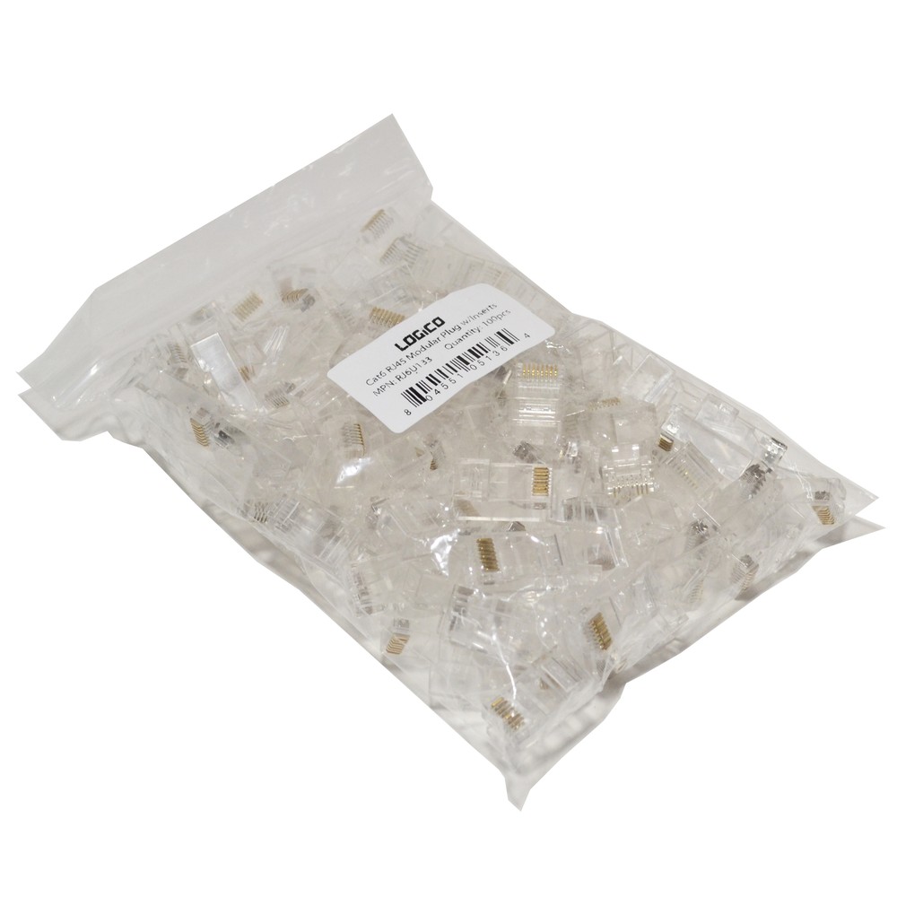 100 pieces RJ45 Plug Cat6 w Load Bar Insert Modular LAN Network Connector Cable