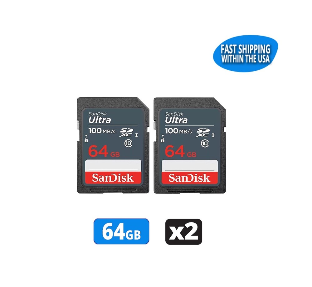 64GB Sandisk Ultra SD cards for Camera / Trail Camera /Computers  (2 Pack)