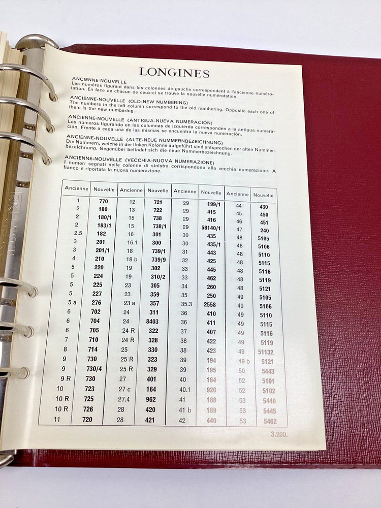 Longines #10 Technical Caliber Dictionary Parts Watch Technical Document