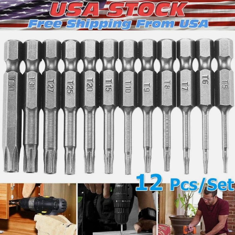 Security Torx Bit Set + Hex Key Allen Bit Set - For Power Drill & Impact Driver