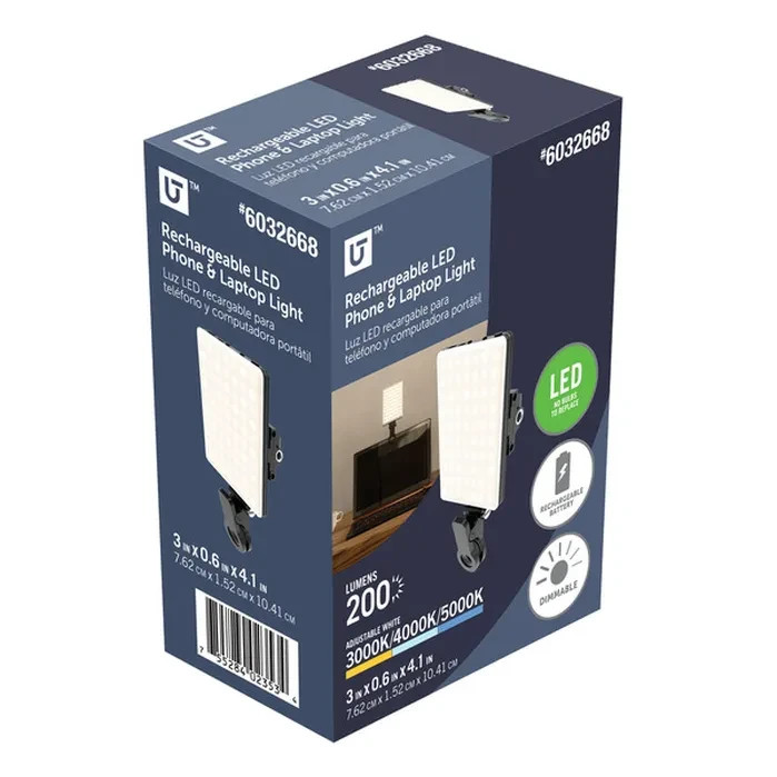 Utilitech Rechargeable Clip-on LED Light for Phone Tablet or Laptop