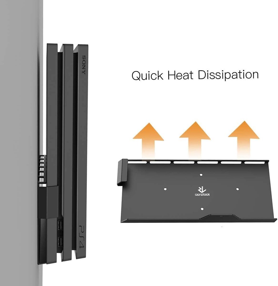 For PS4 Pro Wall Mount Bracket Console Holder Behind TV Vent Cooling Space Saver