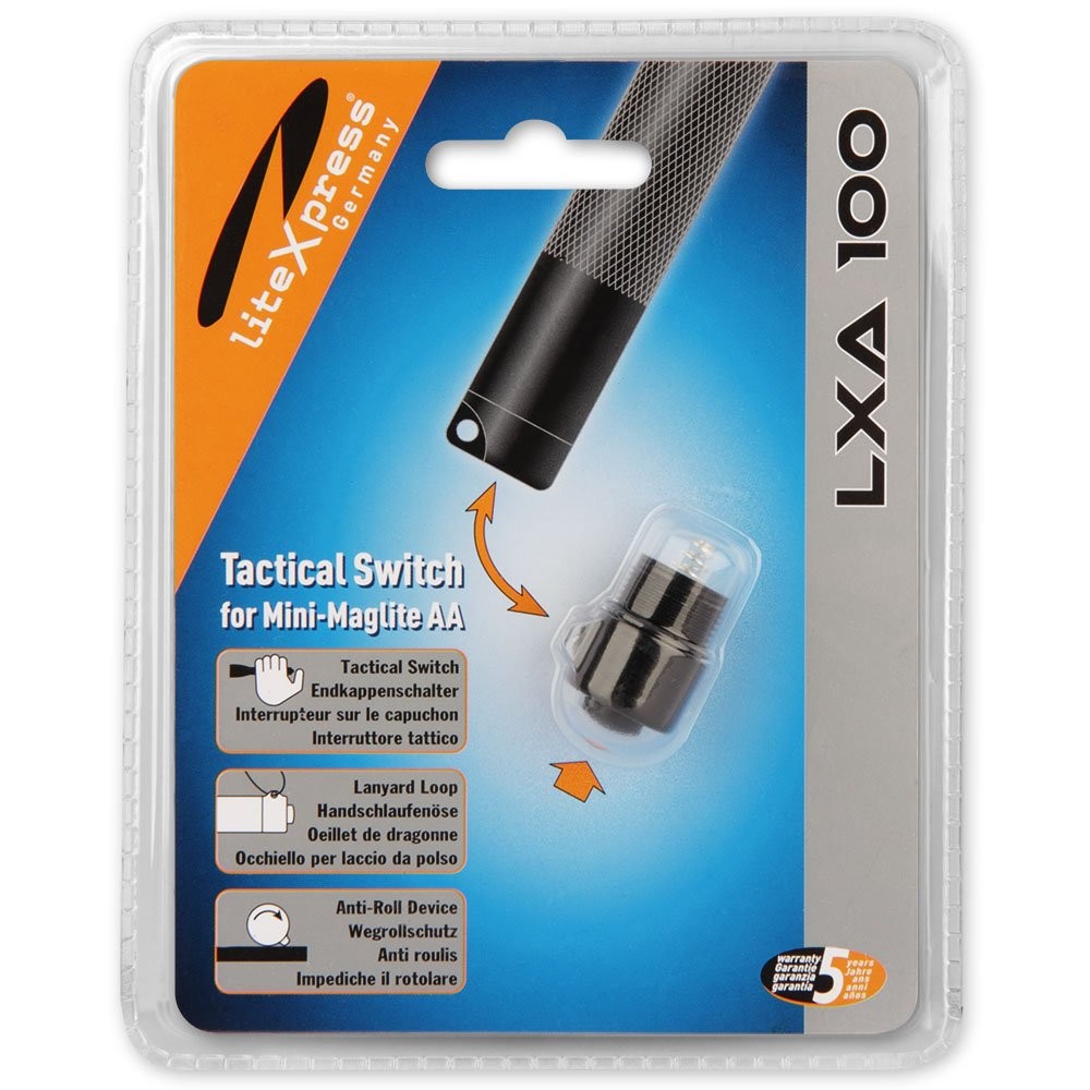LiteXpress Tactical Switch LXA100 End Cap for Mini Maglite AA, Black