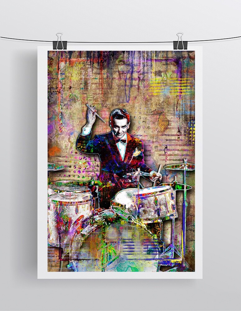 Gene Krupa Tribute 8x10in Poster Gene Krupa Drumming JAZZ Art Free Shipping US