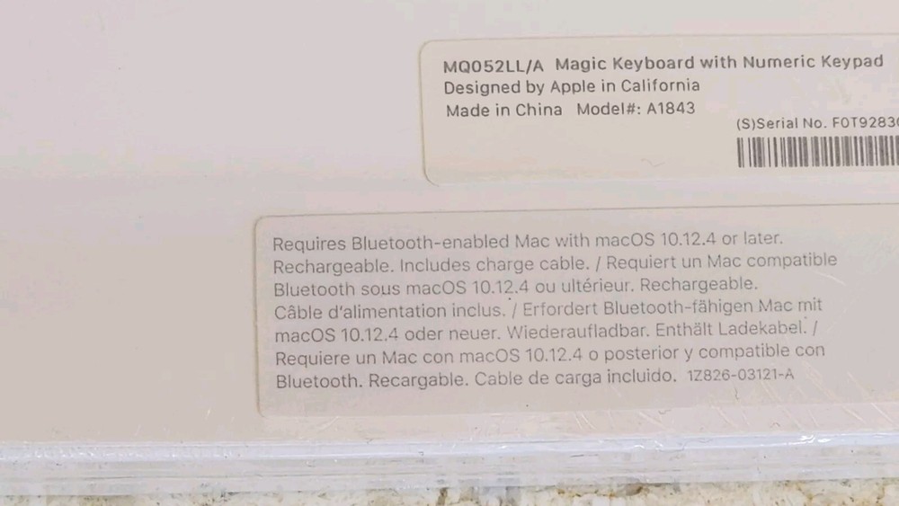 APPLE A1843 Magic Wireless Keyboard with Numeric Pad Keypad A1843 SEALED