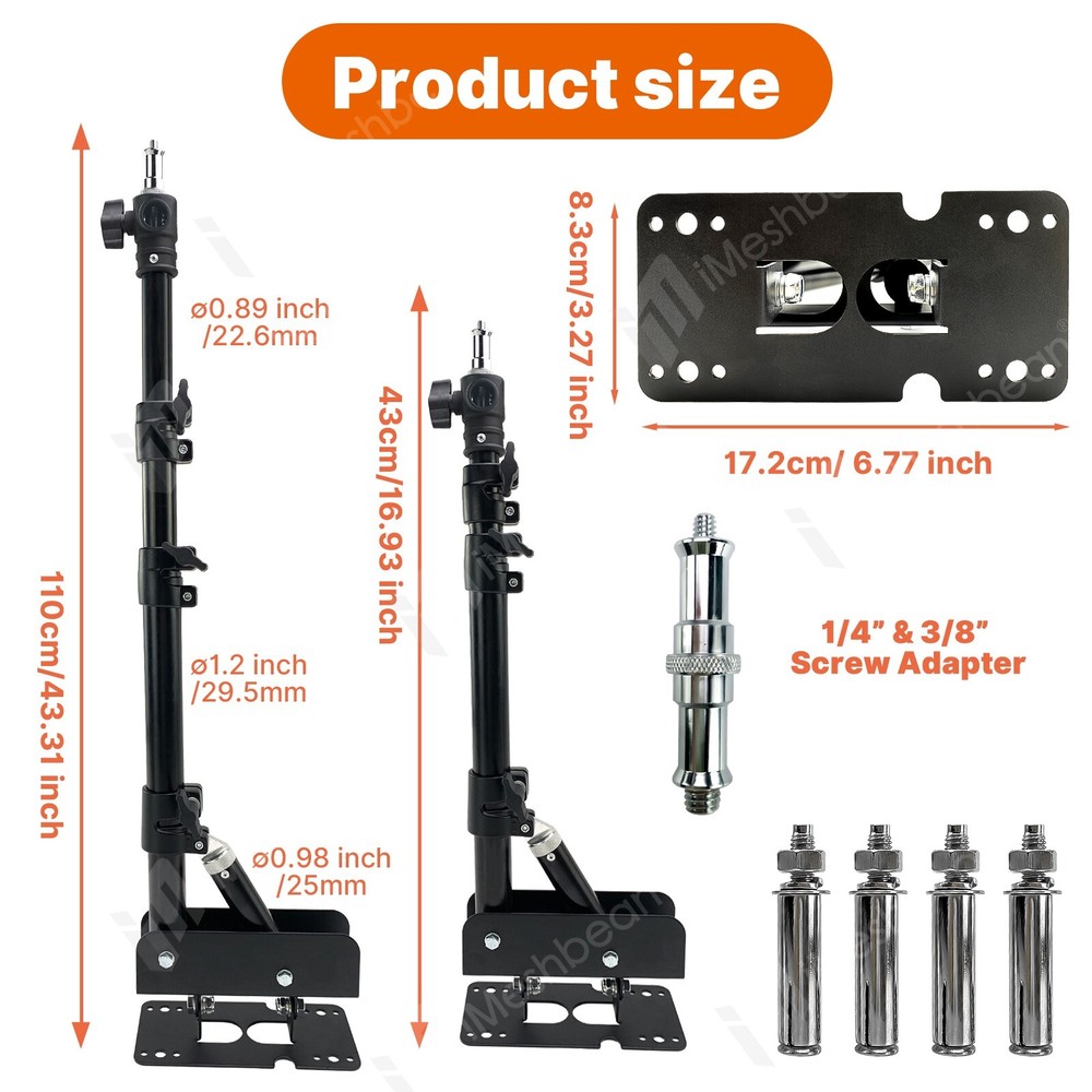 43" Ring Light Wall Mount Triangle Boom Arm Adjustable Camera Wall Mount Support
