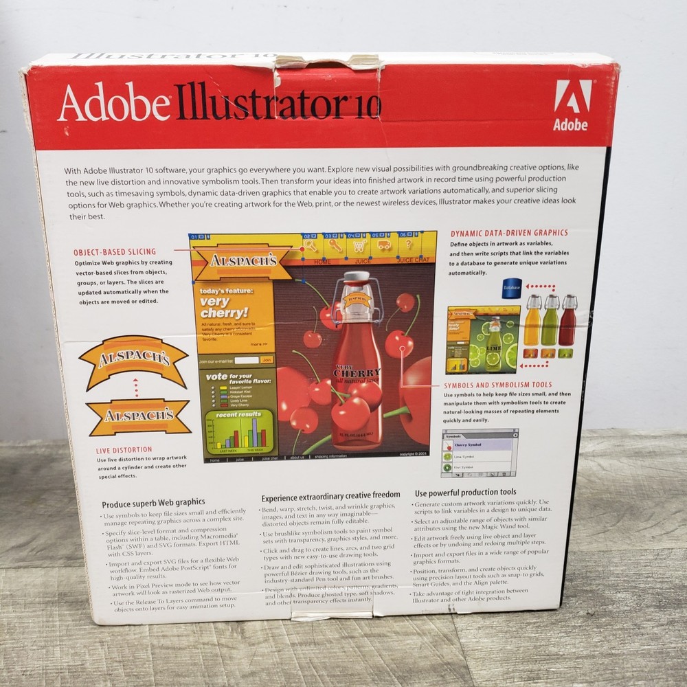*Mac/Macintosh* Adobe Illustrator 10 Upgrade Disc & Serial Number w/ Guide & Box