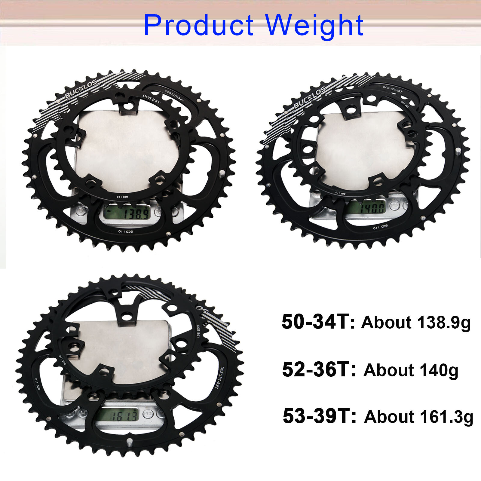 34/36/39/50/52/53T 110BCD Chainring Road Bike Fit Shimano Sram Crankset Aluminum