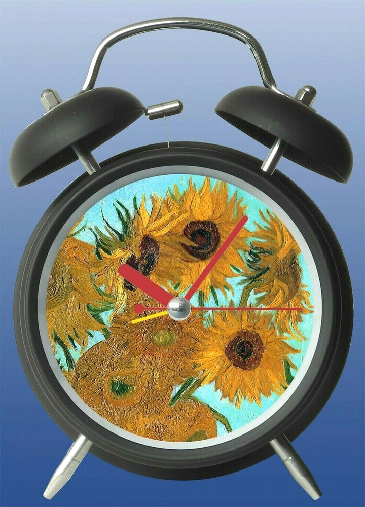 Van Gogh Sunflower Light Silent Bedside Alarm Clock Table Clock