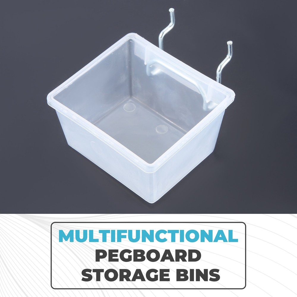 6 Pack Pegboard Clear Bins, Pegboard Bins Hooks, DIY Pegboard Accessories,8882