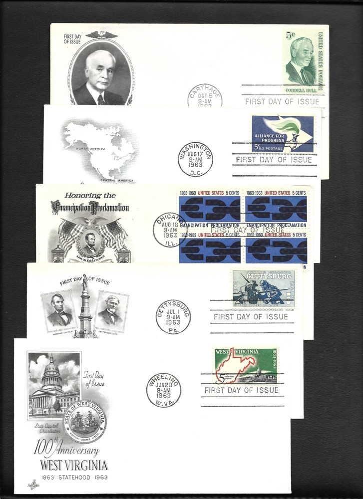 US FDC 1963 Year Set 20 First Day Covers All Cacheted All Unaddressed |
