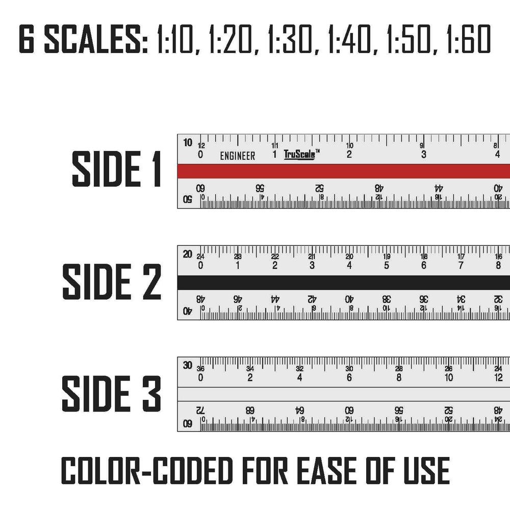 Triangular Engineering Scale Aluminum Ruler for Architects, Engineers and Stu...