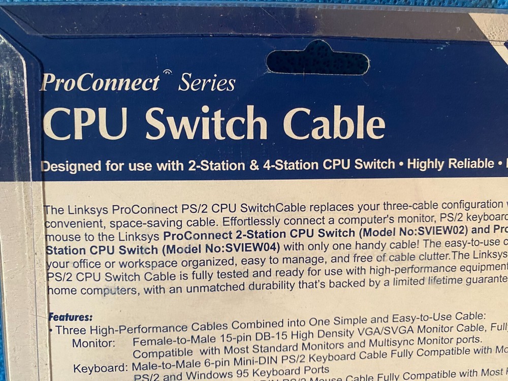 ProConnect Linksys CPU Switch Cable Model SVPS06 NIB