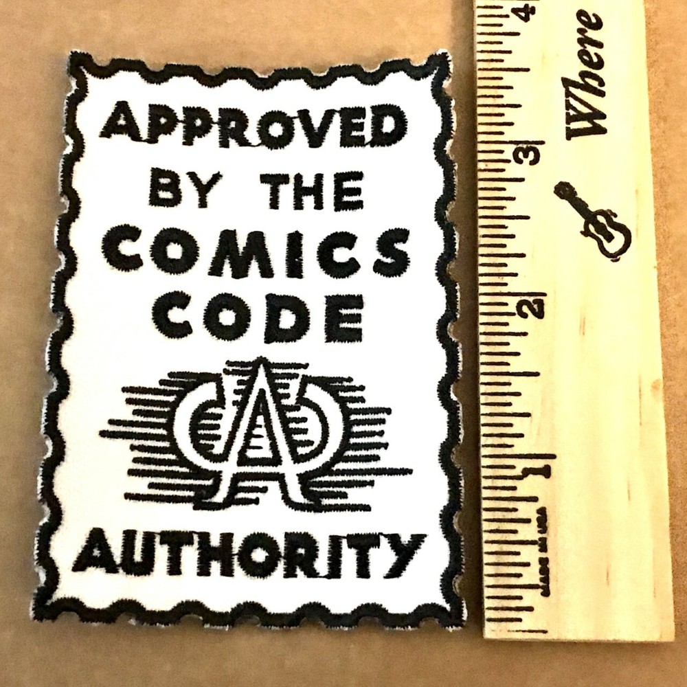 APPROVED BY THE COMICS CODE AUTHORITY Stamp Embroidered SEW ON PATCH 3.25X4.5"