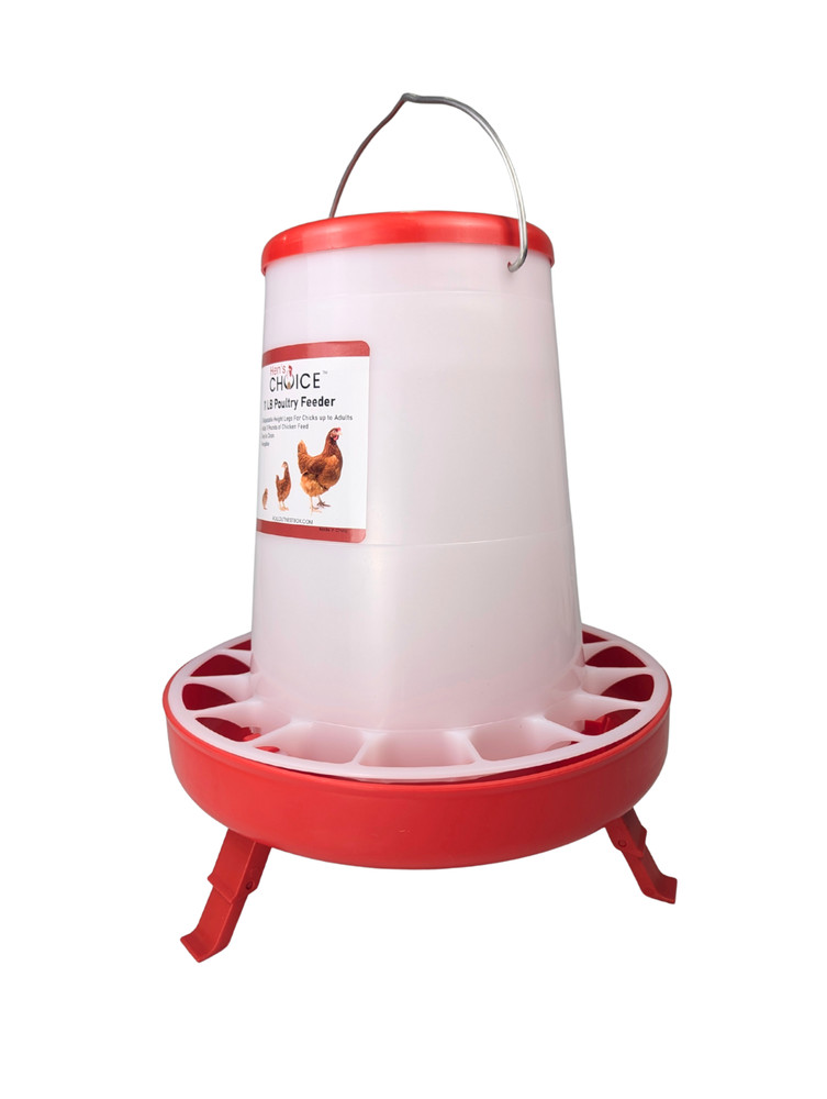 Hen's Choice - 11 LB Poultry Feeder, Twist Lock Base, Adjustable Legs, Hangable