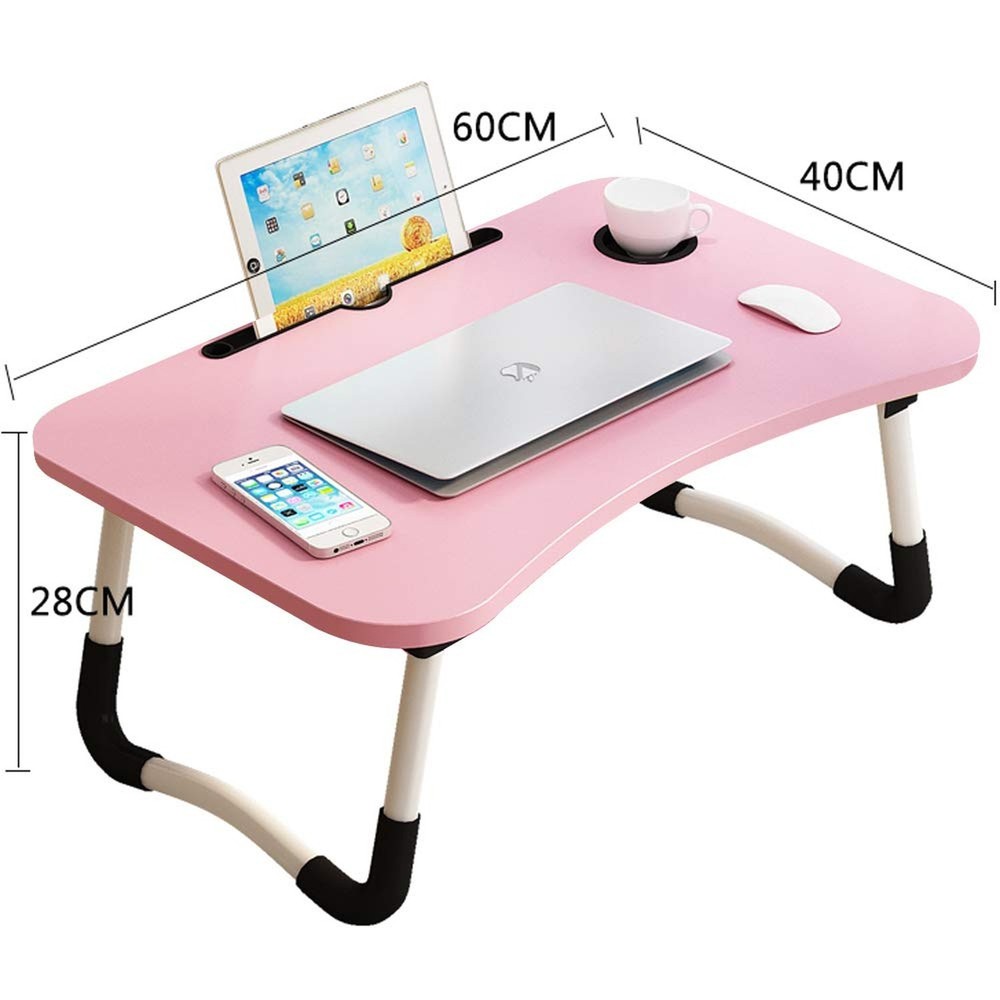 2 Same Size Bed Desks with Holders and Drawer (Black + Pink)