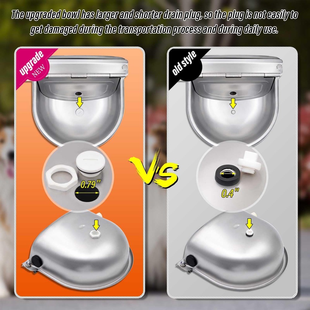 MACGOAL Stainless Steel Automatic Waterer Bowl with Float Valve Automatic Dog