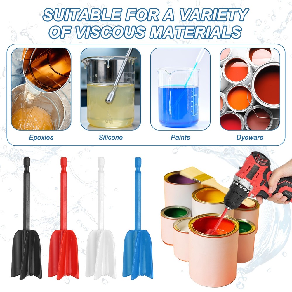 6Pcs 4.9" ABS Plastic Silicone Resin Mixer Paddle, Blue