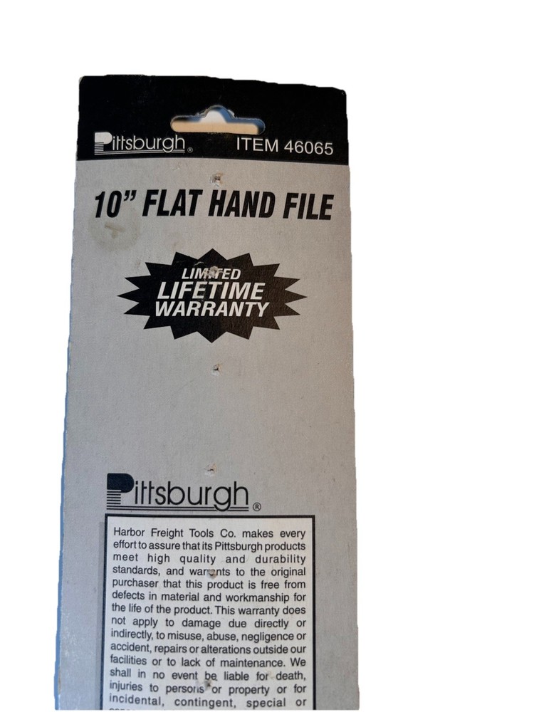 Pittsburgh # 46065 10” Flat Hand File NOS