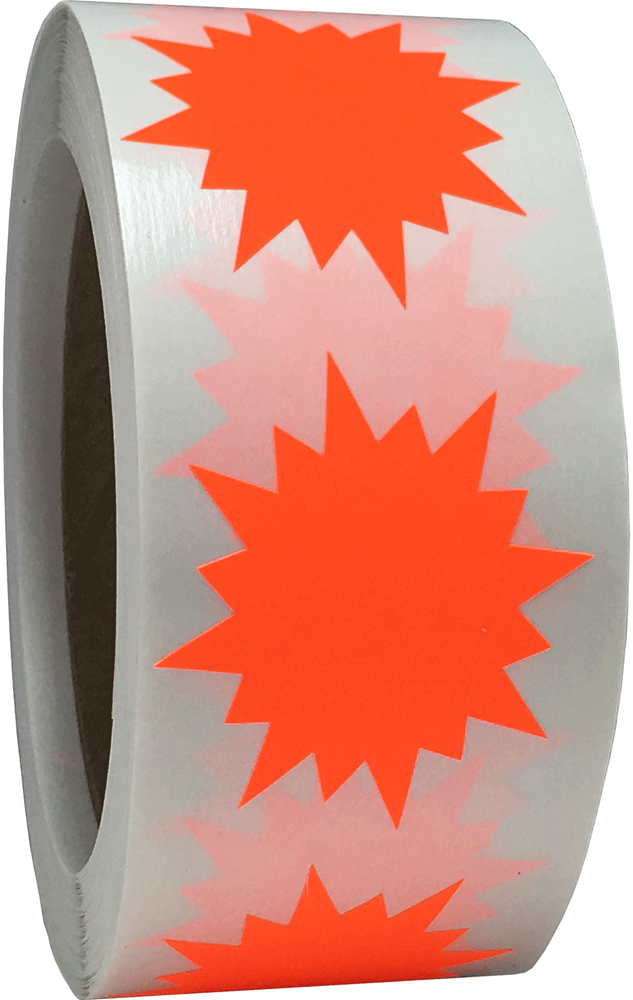 Color Coding Burst Labels Starburst Design | 2" Inch | 500 Pack | Pick One Color