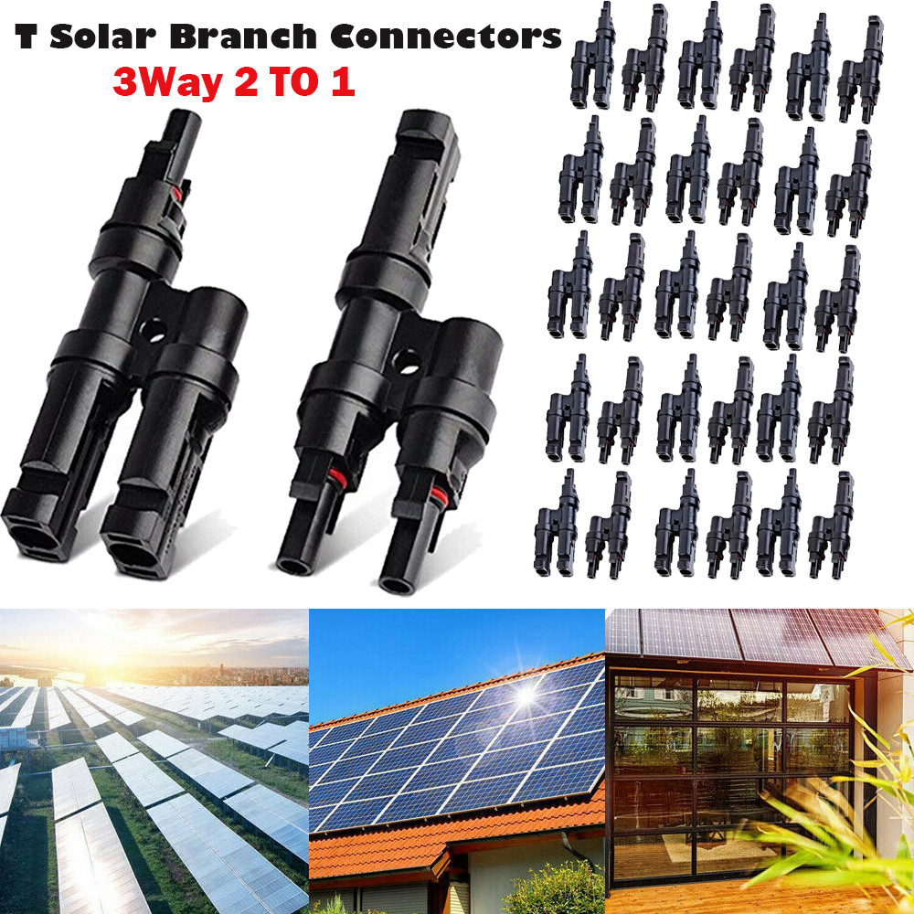 30PCS Solar Panel T Branch Connectors Cable Splitter Coupler Combiner