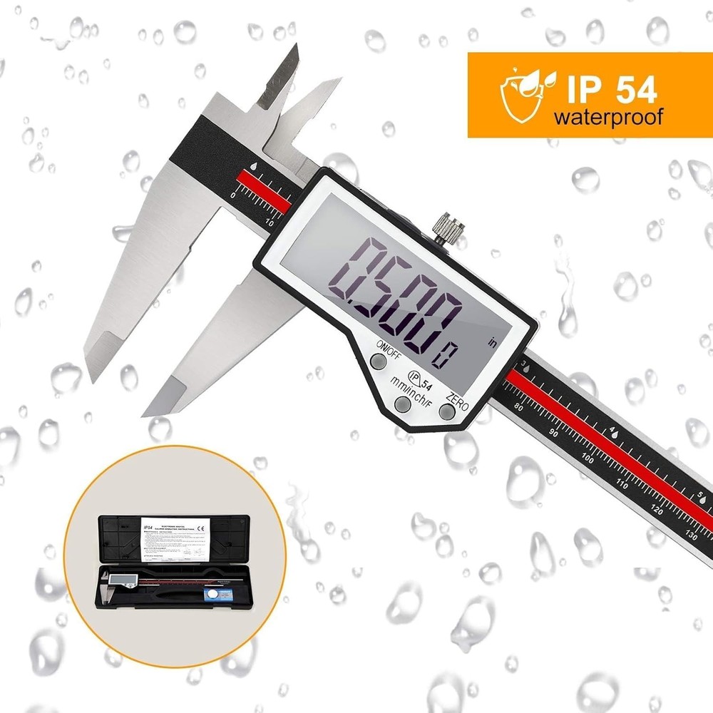 Stainless Steel 8'' Measuring Tool with Large LCD Screen & Auto-off Feature
