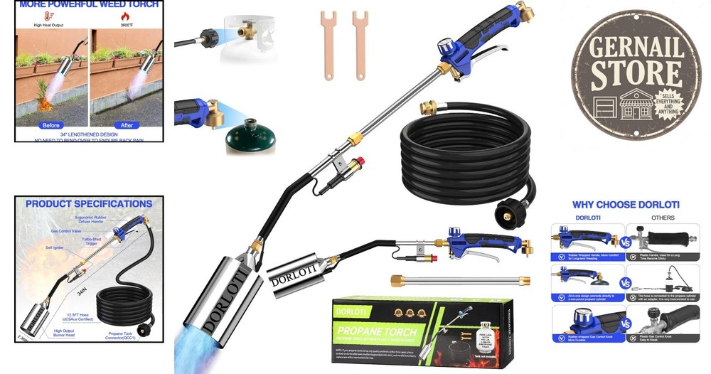 Efficient Propane Flame Torch with Turbo Trigger & Certified Hose - 12.5FT