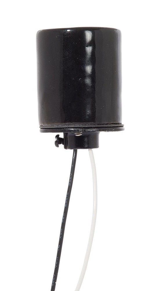 B&P Lamp Keyless Black Porcelain Socket with Thin Wire Leads