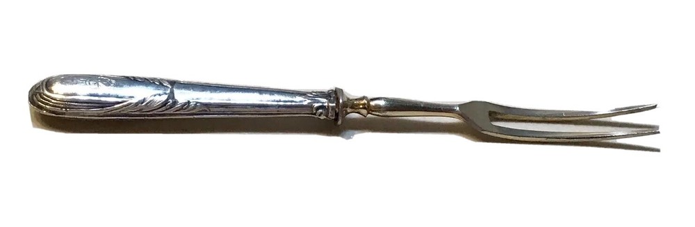 Vintage Antique Early 20C Russian Soviet Silver 875 Monogram Flatware Fork Old