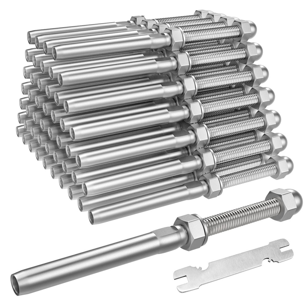 50 Pack 3/16" Cable Railing Swage Threaded Stud Tension End Fitting Terminal For