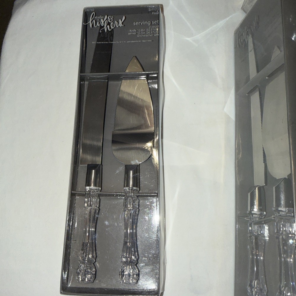 Studio His & Hers Wedding Serving Set Cake Knife & Server New Sealed Dishwasher