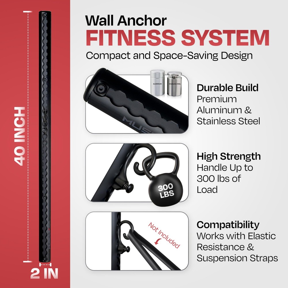 Aluminum Wall-Mounted Anchor Fitness System - Adjustable Multi-Functional Space-