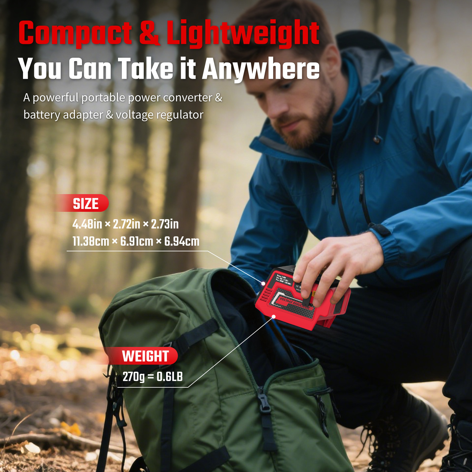 300W Voltage Regulator 2-30V DC Output Compatible with Milwaukee 18V Battery