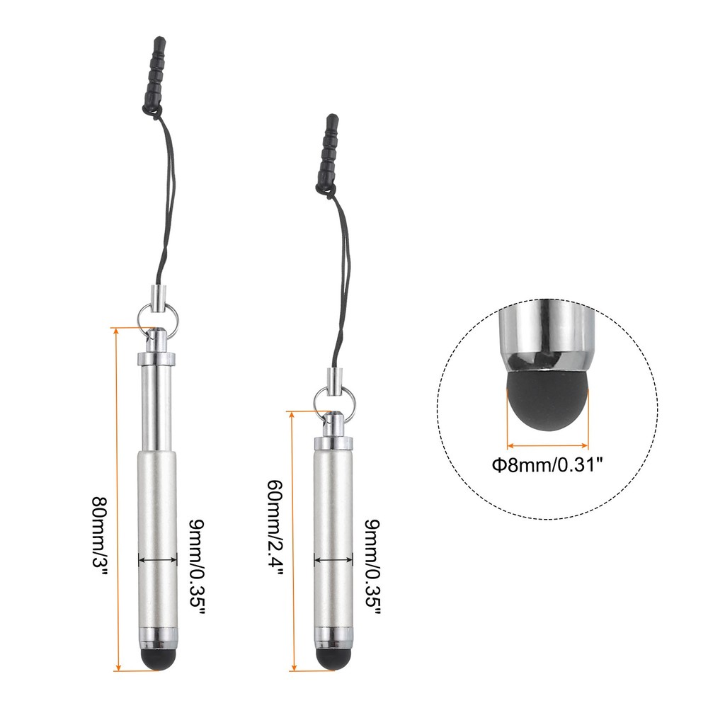 5pcs Metallic Stylus Pen Retractable Capacitive Pens, Grey