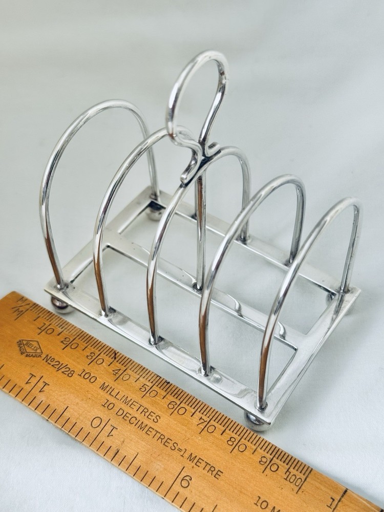 Antique Edwardian Scottish Solid Sterling Silver Toast Rack Edinburgh 1908